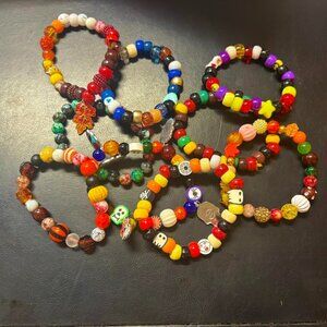 9 colored beaded bracelets Handmade